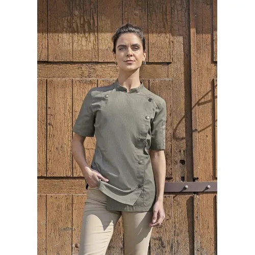 Дамска готварска куртка с къс ръкав Jeans Lady Moss green