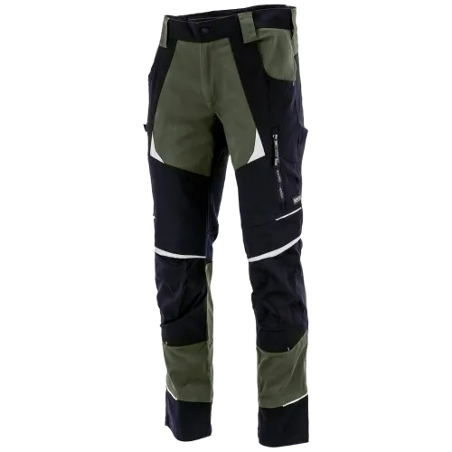 Еластичен работен панталон CottonFlex Black + Olive green